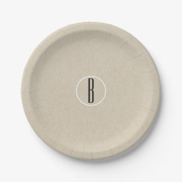 Plato De Papel Kraft Marrón Chic Monograma Letra Inicial Rústica