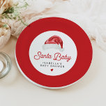 Plato De Papel KRIS Cena dulce y moderna en Santa Baby Shower<br><div class="desc">Este plato de papel para bebé "Santa Bebé" incluye un sombrero Santa color de agua y un tipográfico inspirado en los reintentos modernos. Este plato de fiesta para la cena con ducha de bebé es perfecto para sus Navidades, invierno o evento temático de vacaciones. Parar con cualquier cosa de la...</div>