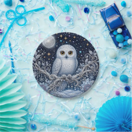 Plato De Papel Kristallene Winternacht mit Schneeeule