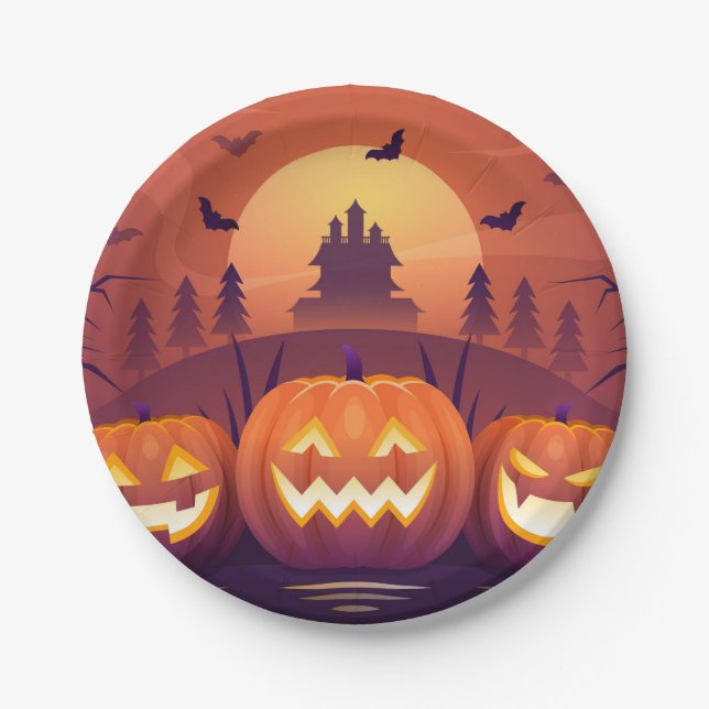 Plato De Papel Kürbis Halloween Pappteller – Lustiges Halloween-P (Anverso)