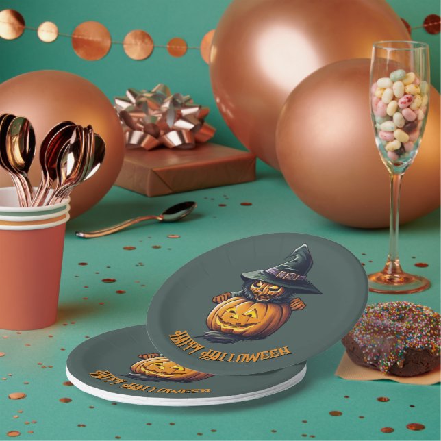 Plato De Papel Kürbishexe im Katzenkostüm -  (Multi)