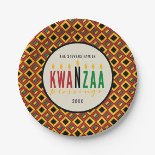 Plato De Papel Kwanzaa Blessings   Kinara   Personalizado