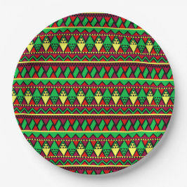 Plato De Papel Kwanzaa Yellow Red Black Green 9"