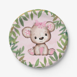 Plato De Papel La acuarela chica Teddy Bear Baby Shower