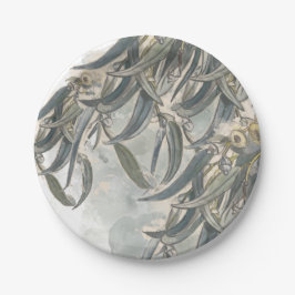 Plato De Papel La acuarela Eucalyptus deja la vegetación