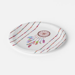 Plato De Papel La acuarela pintada a mano Dreamcatcher gotea la