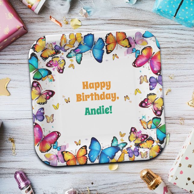 Plato De Papel La alegría de la fiesta de cumpleaños de las marip (Subido por el creador)