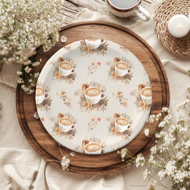 Plato De Papel La Amor Está Haciendo Café Tardío Desayuno Nupcial