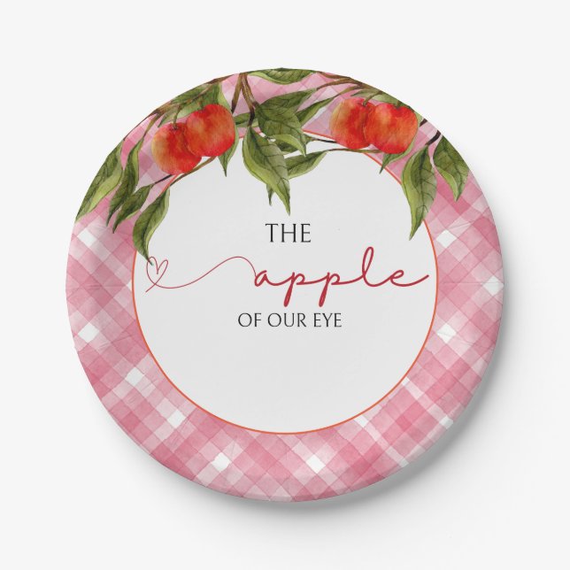 Plato De Papel La Apple De Nuestro Baby Shower Ojo (Anverso)