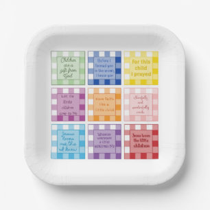 Plato De Papel La Biblia de Gingham versa Baby Shower