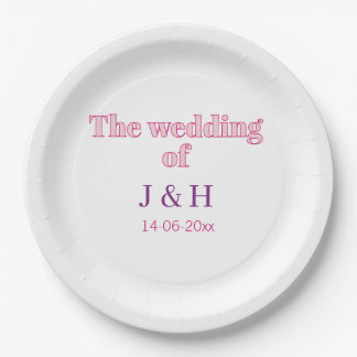 Plato De Papel La boda de la letra inicial del nombre de la parej