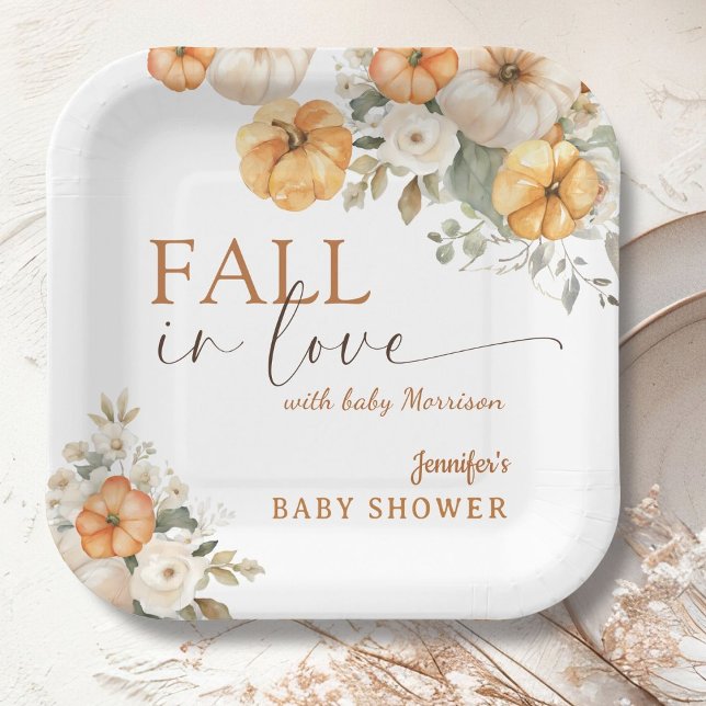 Plato De Papel La caída de Baby Shower de calabaza en el papel de (Subido por el creador)
