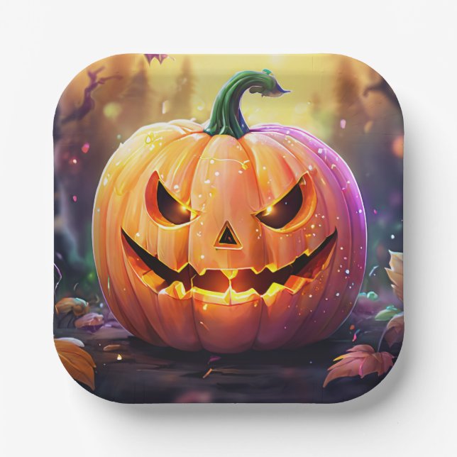 Plato De Papel La calabaza, las placas de papel (Anverso)