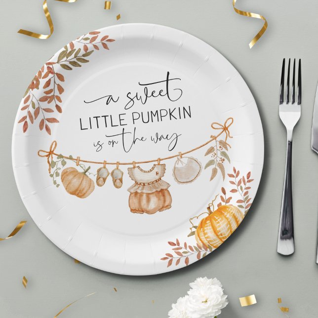 Plato De Papel La calabaza pequeña Boho está en camino a Baby Sho (Subido por el creador)