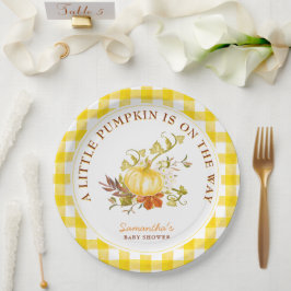 Plato De Papel La calabaza pequeña está en camino a Baby Shower