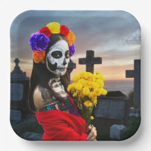 Plato De Papel La Calavera Catrina 
