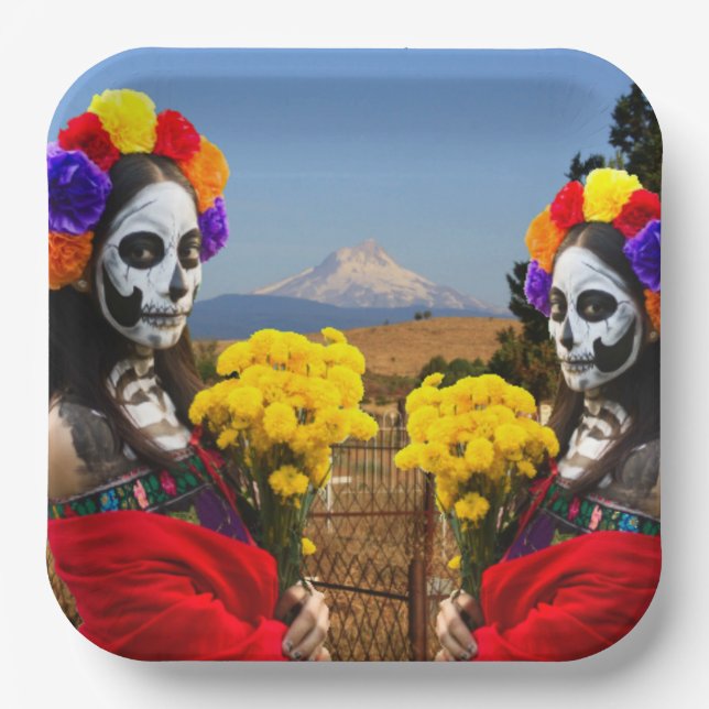 Plato De Papel La Calavera Catrina  (Anverso)