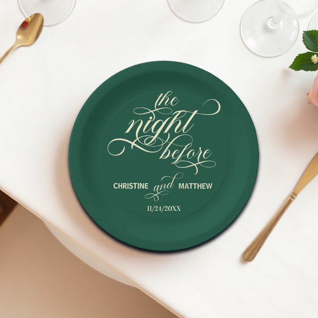 Plato De Papel La caligrafía elegante antes del Boda Verde azulad (Subido por el creador)