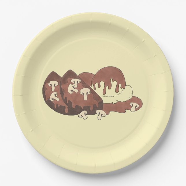 Plato De Papel La casa de mamá cocinando carne machacada con puré (Anverso)