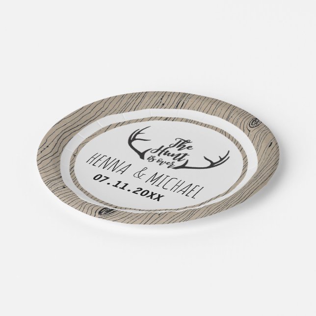 Plato De Papel "La caza ha terminado" Boda ruso de Antler Barnwoo (Angular)