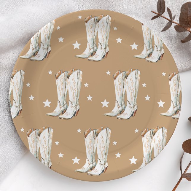 Plato De Papel La chica del país occidental bota fiesta de cumple (Western Country Cowgirl Boots 30th Birthday Party Paper Plates)
