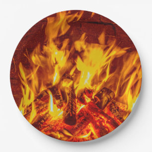 Plato De Papel La chimenea flamea las placas de papel disponibles