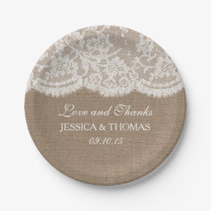 Plato De Papel La colección de Bodas Burlap & Lace