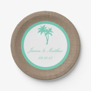 Plato De Papel La colección de bodas de palmeras tropicales