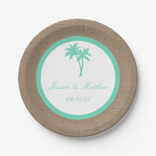 Plato De Papel La colección de bodas de palmeras tropicales (Anverso)