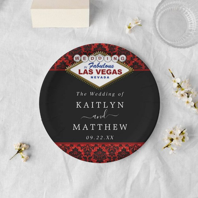Plato De Papel La colección de Bodas Purpurinas Damask Las Vegas (Subido por el creador)