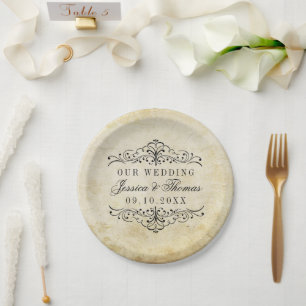 Plato De Papel La colección Ornate Flourish Vintage Wedding