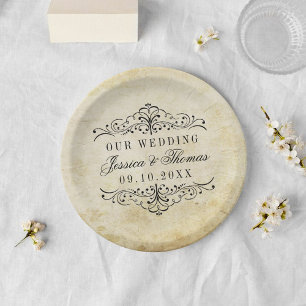 Plato De Papel La colección Ornate Flourish Vintage Wedding