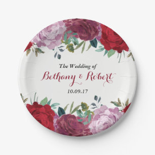 Plato De Papel La colección romántica de Bodas florales