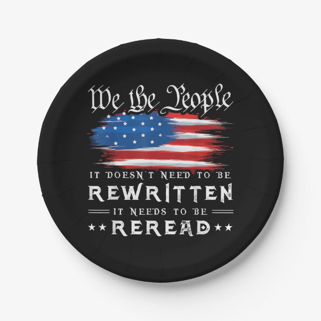 Plato De Papel La Constitución de la Bandera de Estados Unidos ne (Anverso)