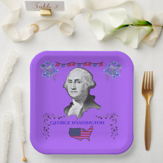 Plato De Papel La contribución de Washington púrpura