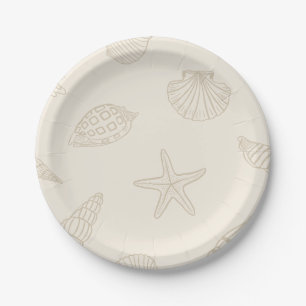 Plato De Papel La costa muerde Sandy Taupe