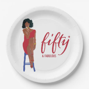 Plato De Papel La diva del vestido rojo afroamericano de más de 5