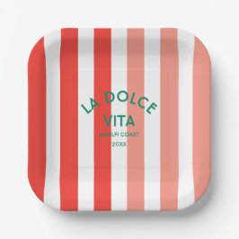 Plato De Papel La Dolce Vita Amalfi Costa Cabana Stripe