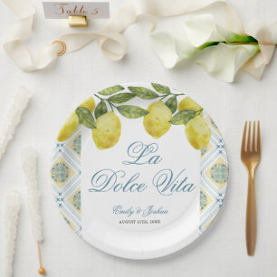 Plato De Papel La Dolce Vita Boda de limón italiano