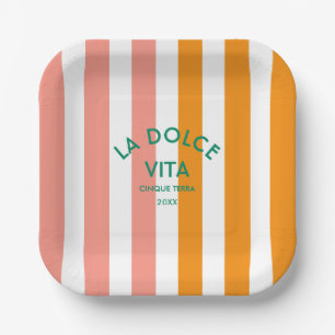 Plato De Papel La Dolce Vita Cinque Terra Cabana Stripe