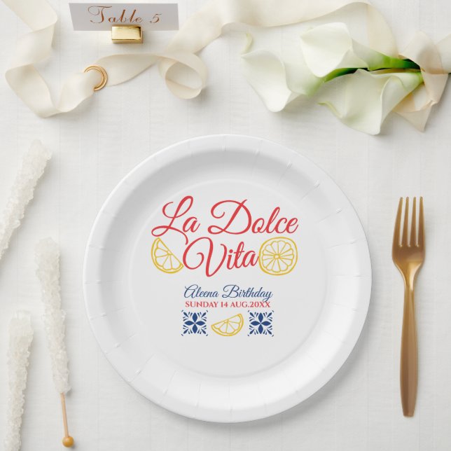 Plato De Papel La dolce vita cumpleaños de cualquier edad  (Boda)