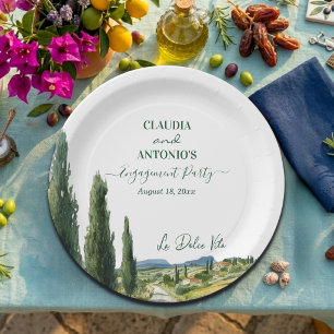 Plato De Papel La Dolce Vita Fiesta de Compromiso Elegante