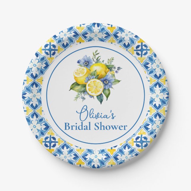 Plato De Papel La Dolce Vita Lemon Bridal (Anverso)