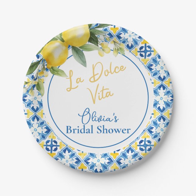 Plato De Papel La Dolce Vita Lemon Bridal (Anverso)