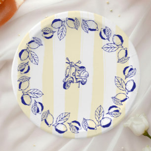 Plato De Papel La Dolce Vita Lemon Italiana Amarilla Ducha de Nov