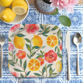 Plato De Papel La Dolce Vita Lemon Italiana & Floral Bridal Showe