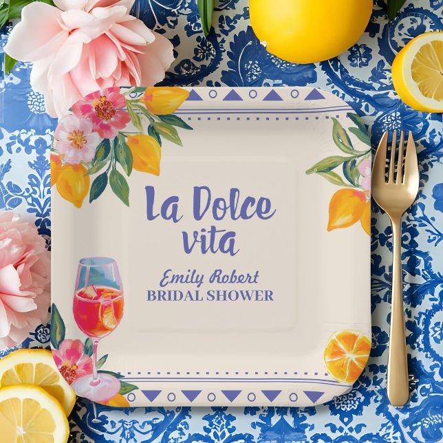 Plato De Papel La Dolce Vita Lemon Italiana & Floral Bridal Showe (Subido por el creador)
