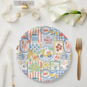 Plato De Papel La Dolce Vita Limones de Verano Italianos Mediterr