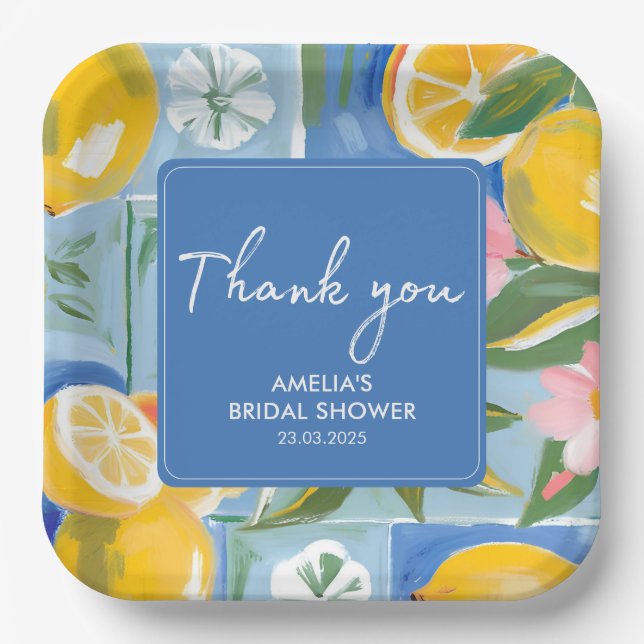 Plato De Papel La dolce vita mediterranean Summer Bridal Shower (Anverso)