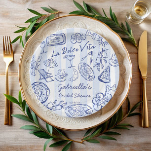 Plato De Papel La dolce vita rayas azules regalo de despedida de 